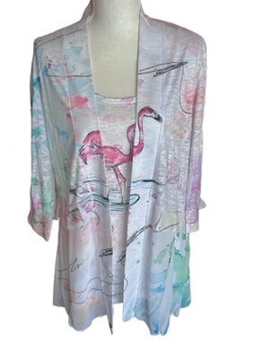 Flamingo Twin Set Tank Top & Cardigan  SequinsIMPULSE CALIFORNIA Resort Beach